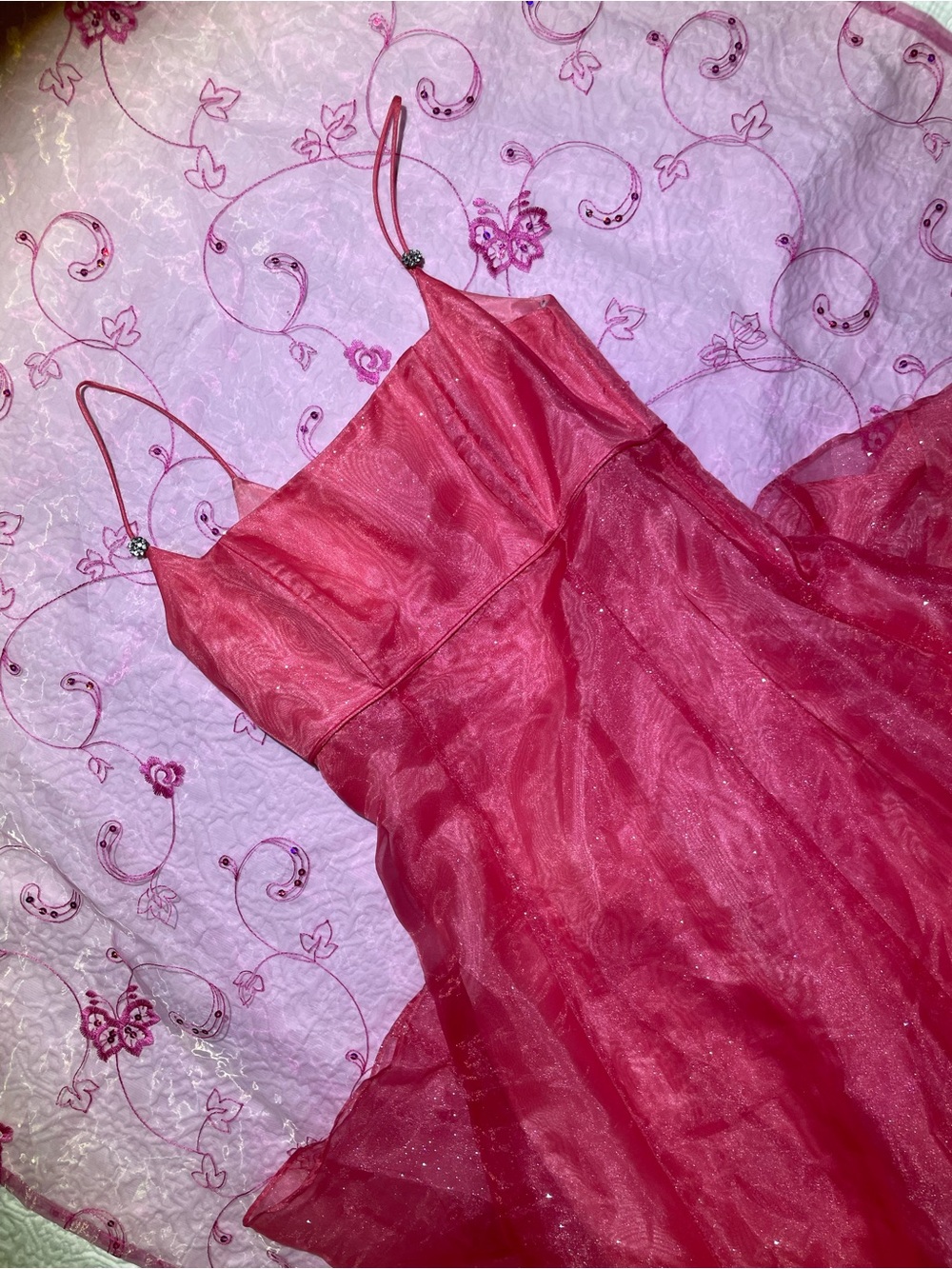 Elegant Glittery Coral Prom Dress